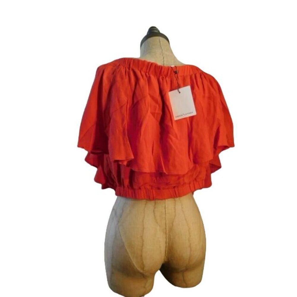 Gibson Latimer Size M Medium Cropped Ruffle Flowy Blouse Top NWT $69 - Picture 3 of 3